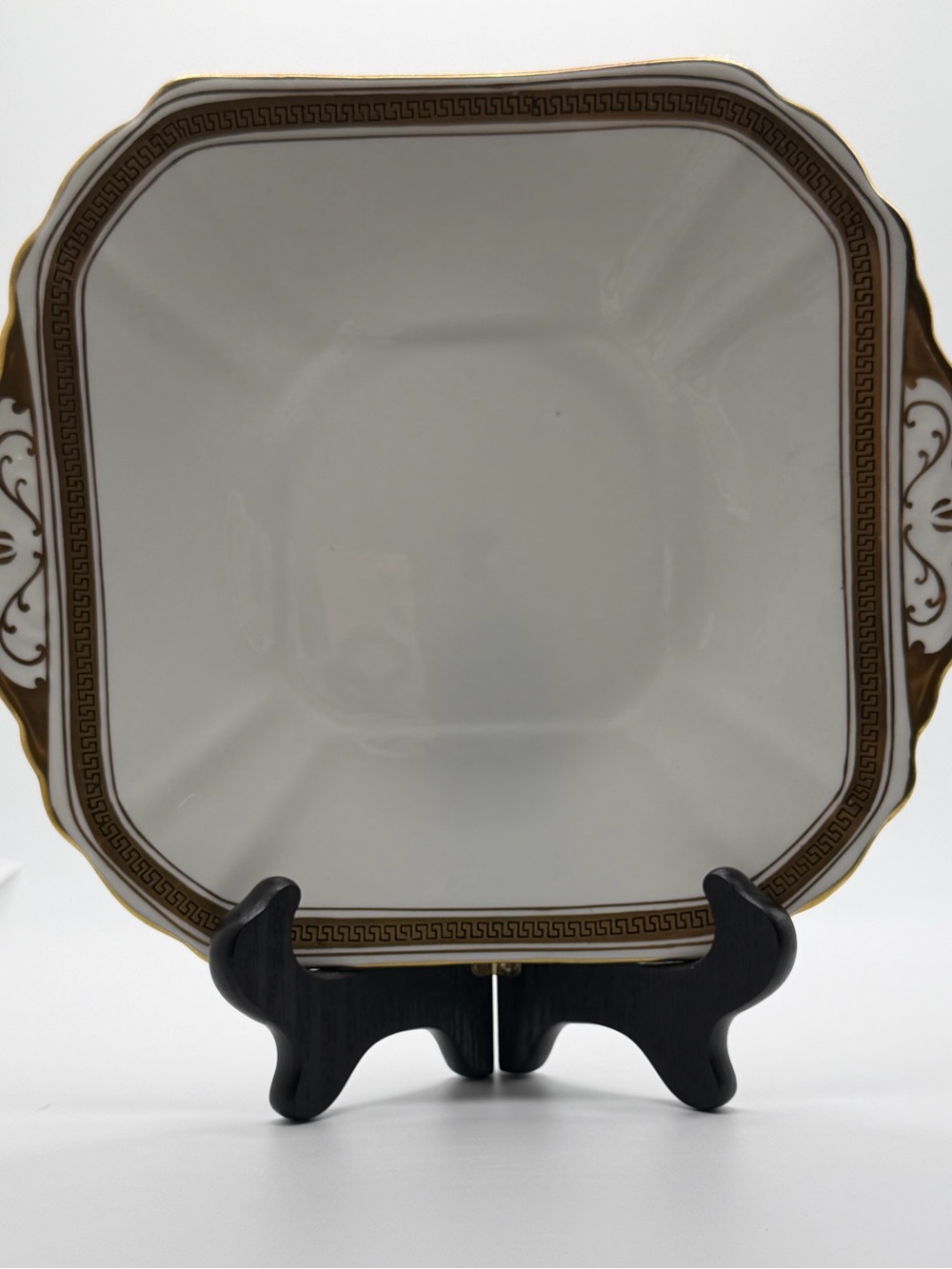 Fenton Classic White and Gold Square Serving Bowl - Elegant Home Dining